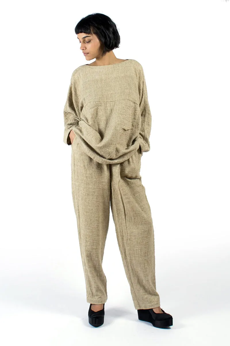 1980's Issey Miyake Textured Cotton Tunic & Pants Outfit Size Medium