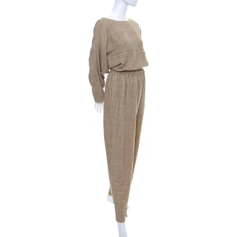 1980's Issey Miyake Textured Cotton Tunic & Pants Outfit Size Medium