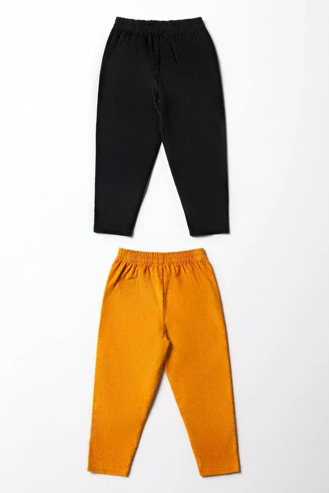 2 Pack Corduroy Pants Black & Yellow