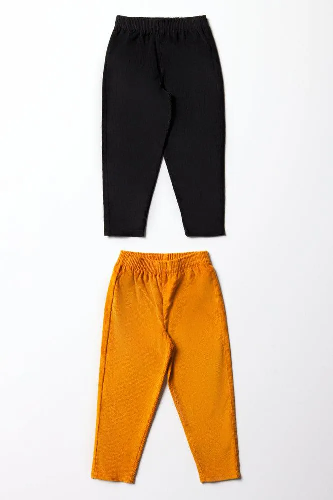 2 Pack Corduroy Pants Black & Yellow