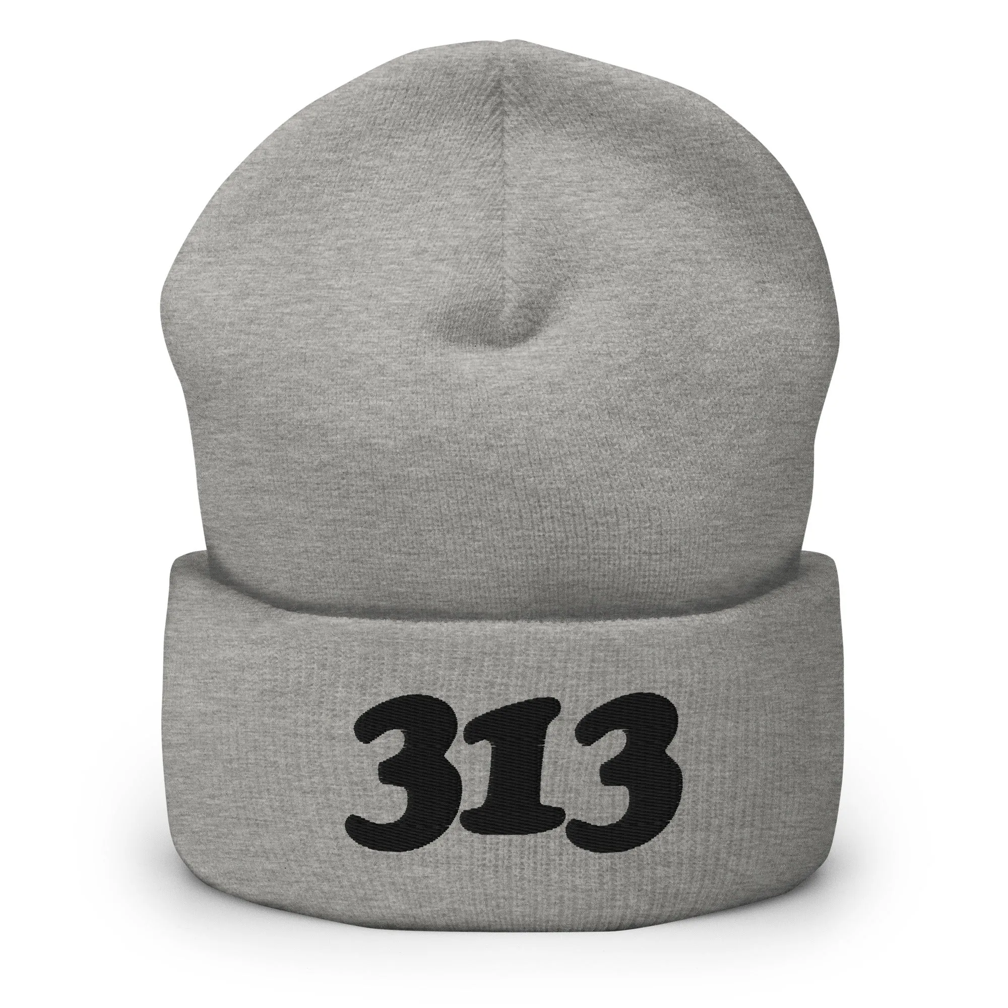 313 Embroidered Cuffed Beanie - Gray / Black