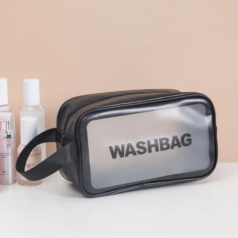 3Pcs Transparent Travel Waterproof Cosmetic Bag Set-Black