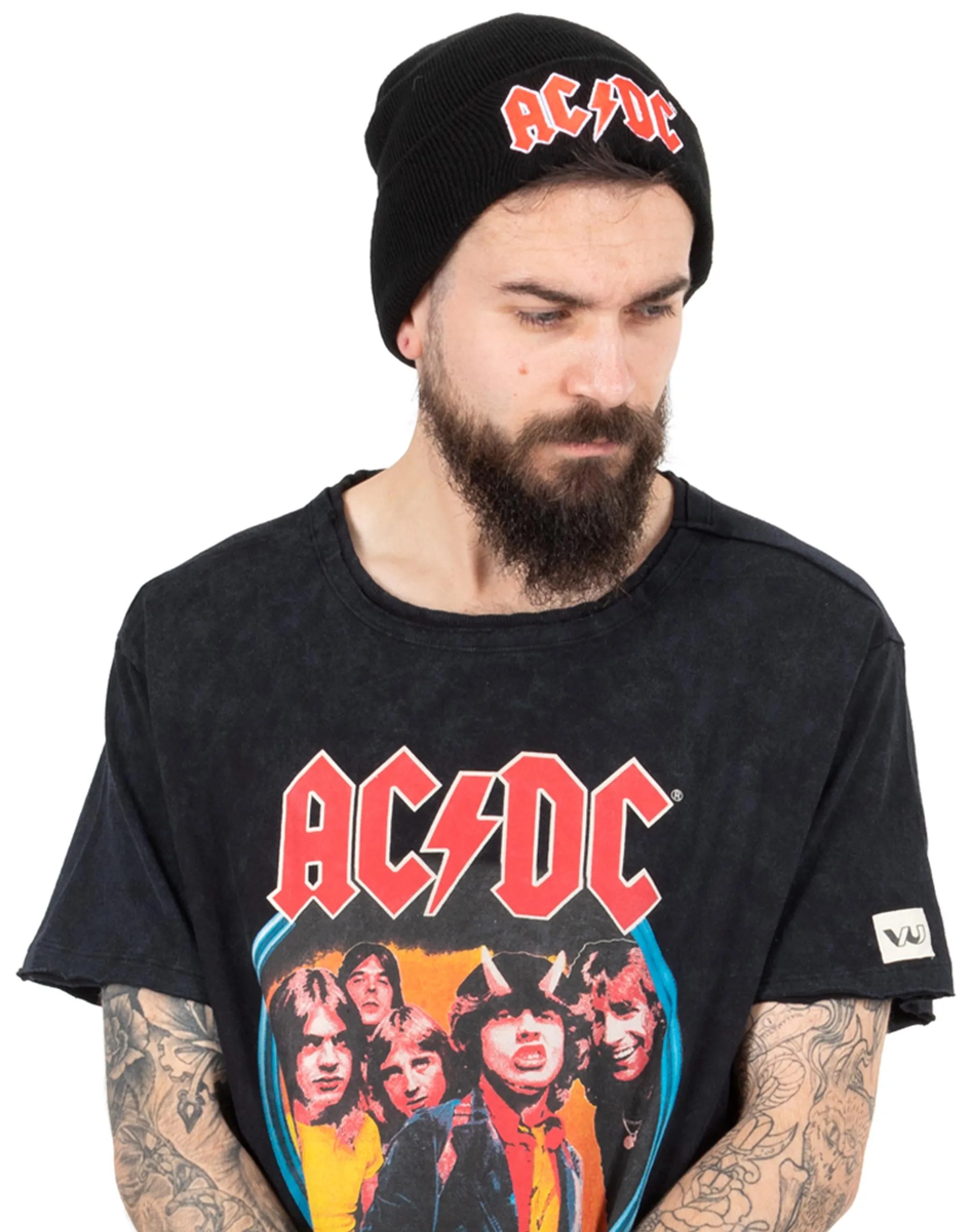 AC/DC Red Logo Band Beanie Black