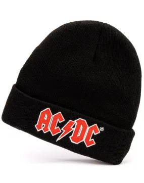 AC/DC Red Logo Band Beanie Black