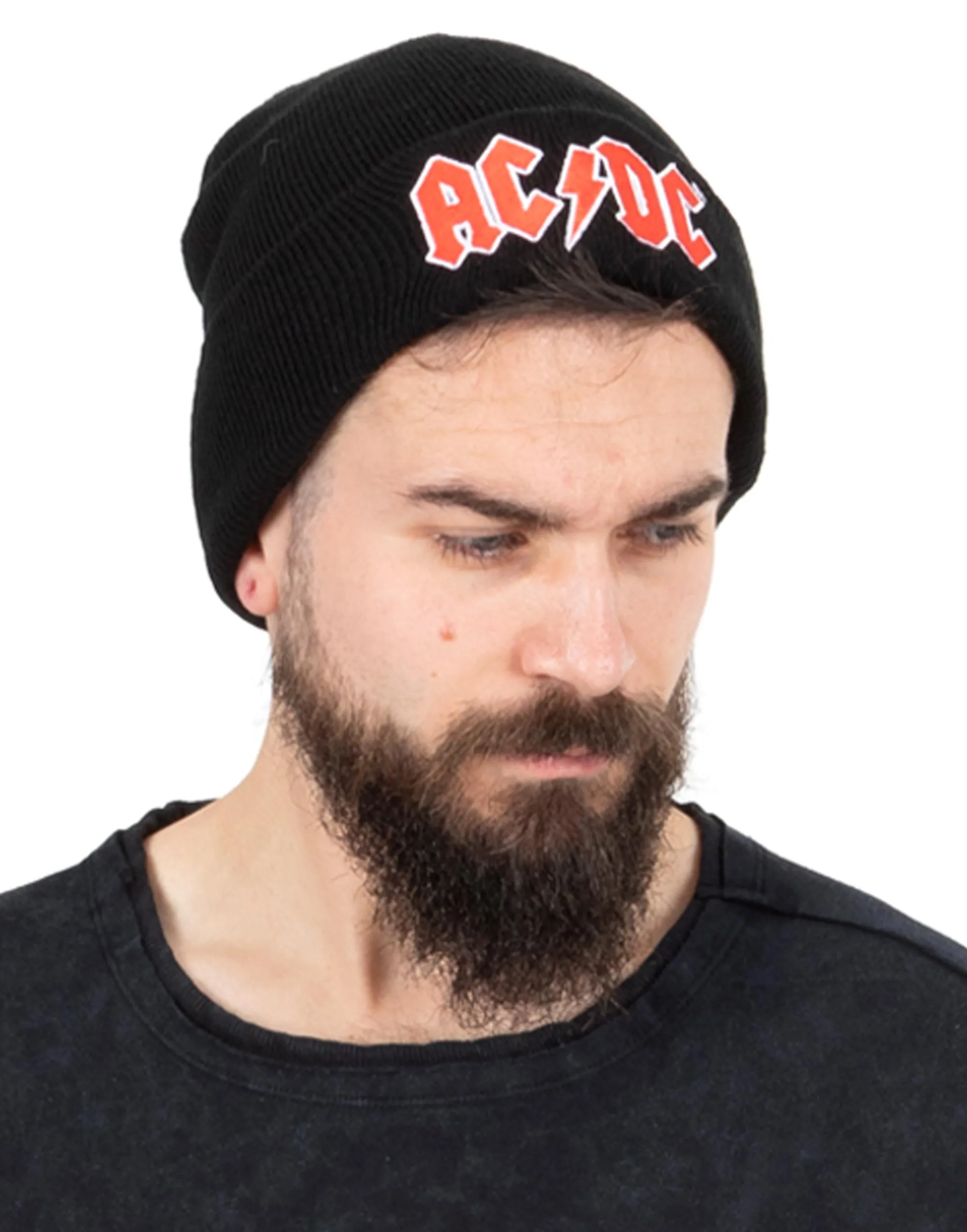 AC/DC Red Logo Band Beanie Black