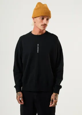 AFENDS Mens Machine - Crew Neck Jumper - Black