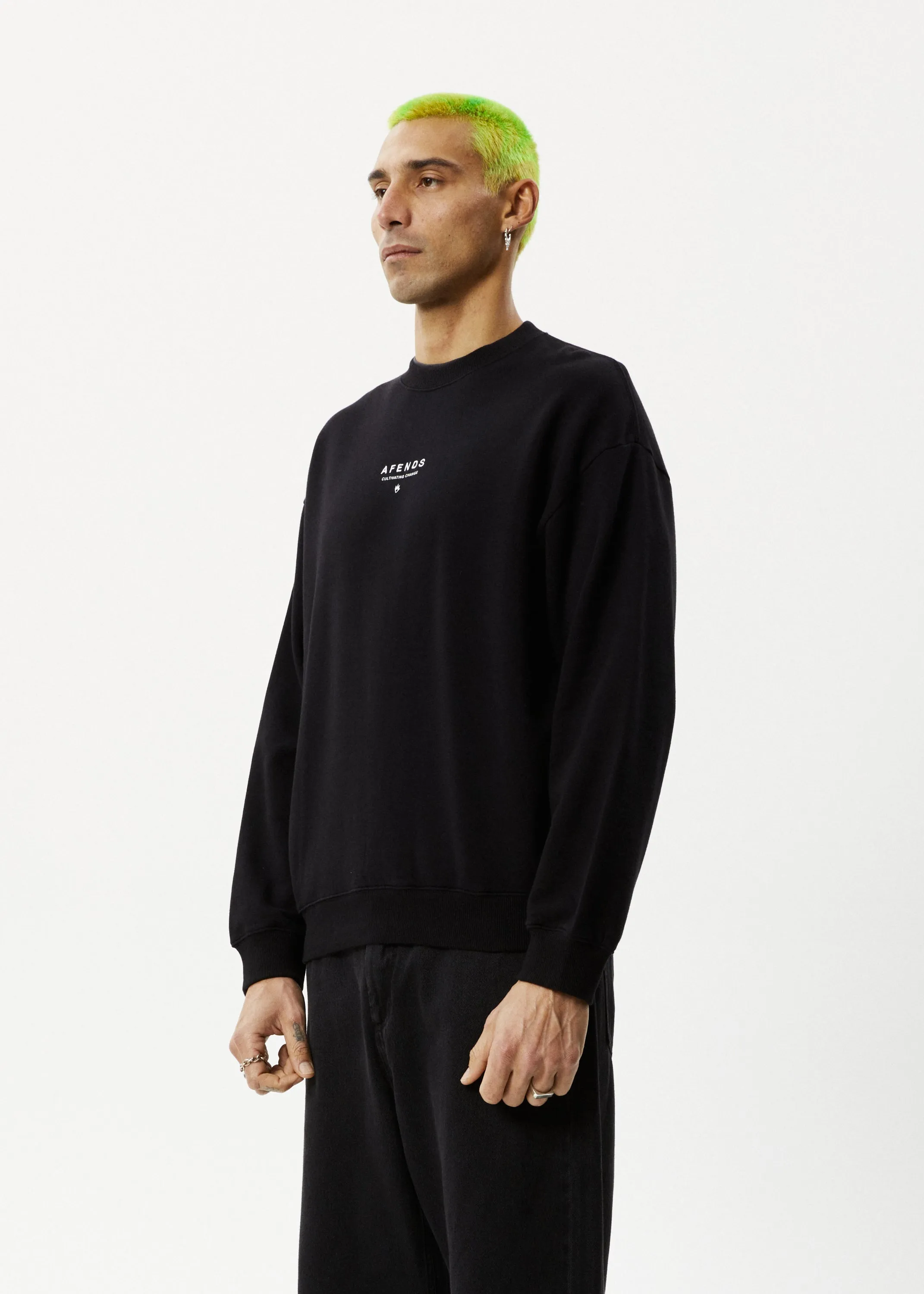 AFENDS Mens Space - Crew Neck - Black