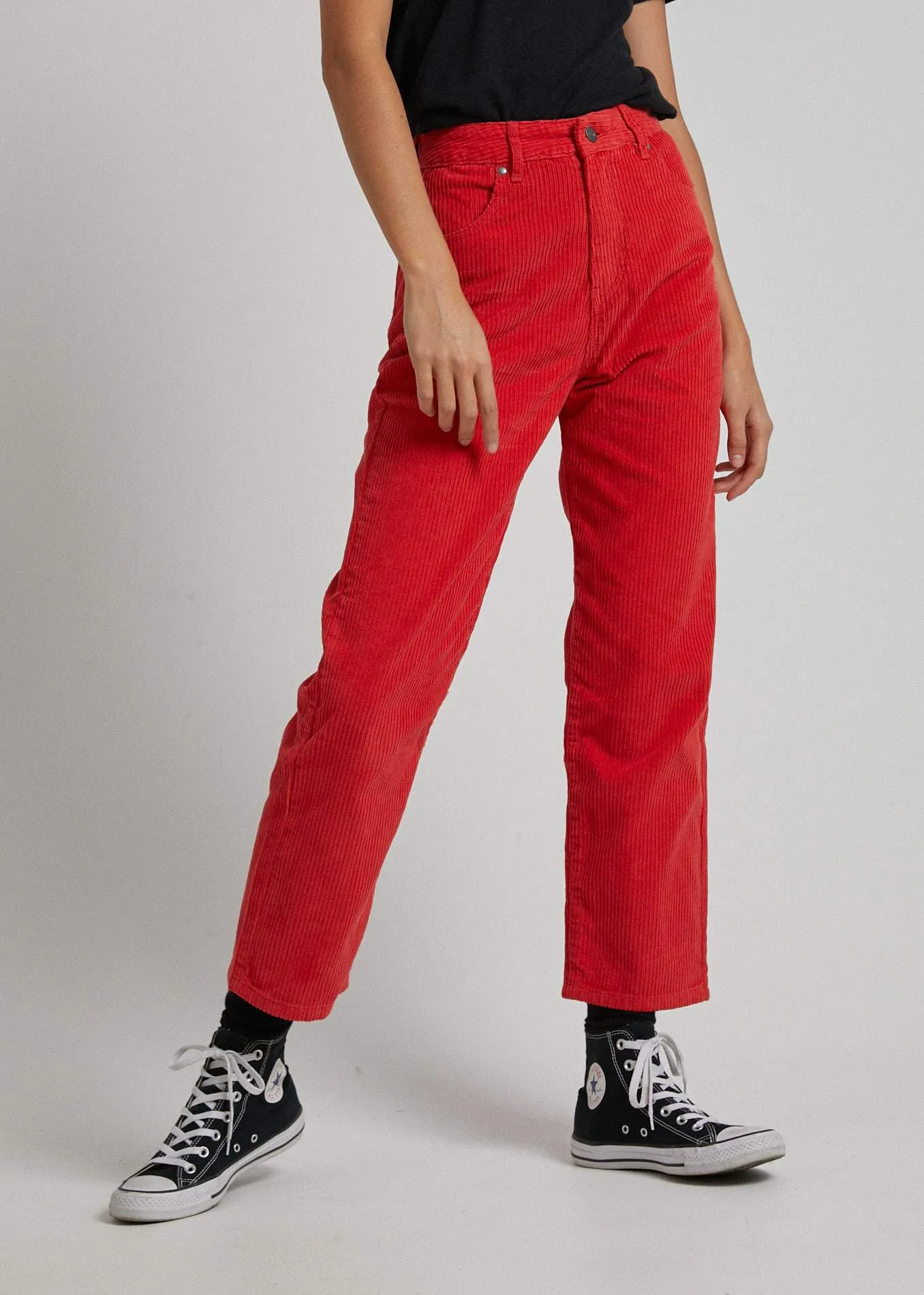 Afends Womens Shelby - Mixed Corduroy Wide Leg Pant - Flame Red