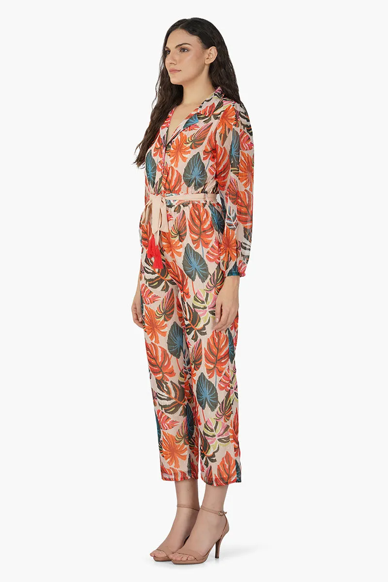 Alisha Leaf Printed Jumpsuit