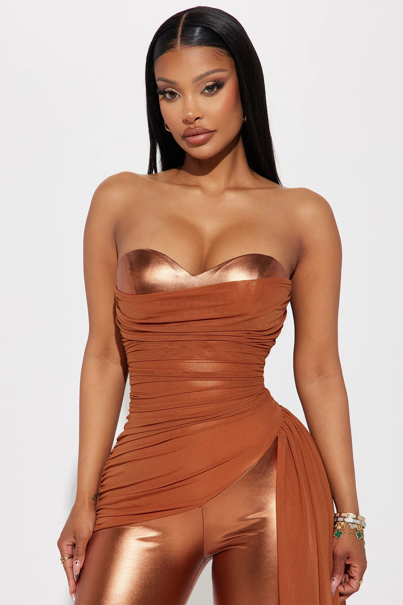 All For Attention Jumpsuit  - Bronze