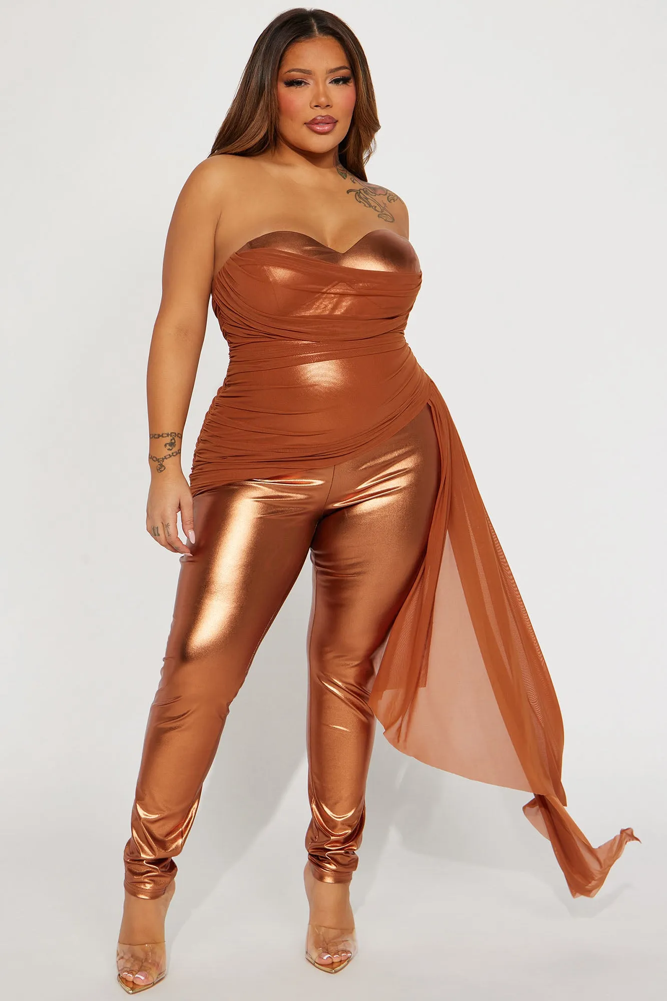 All For Attention Jumpsuit  - Bronze