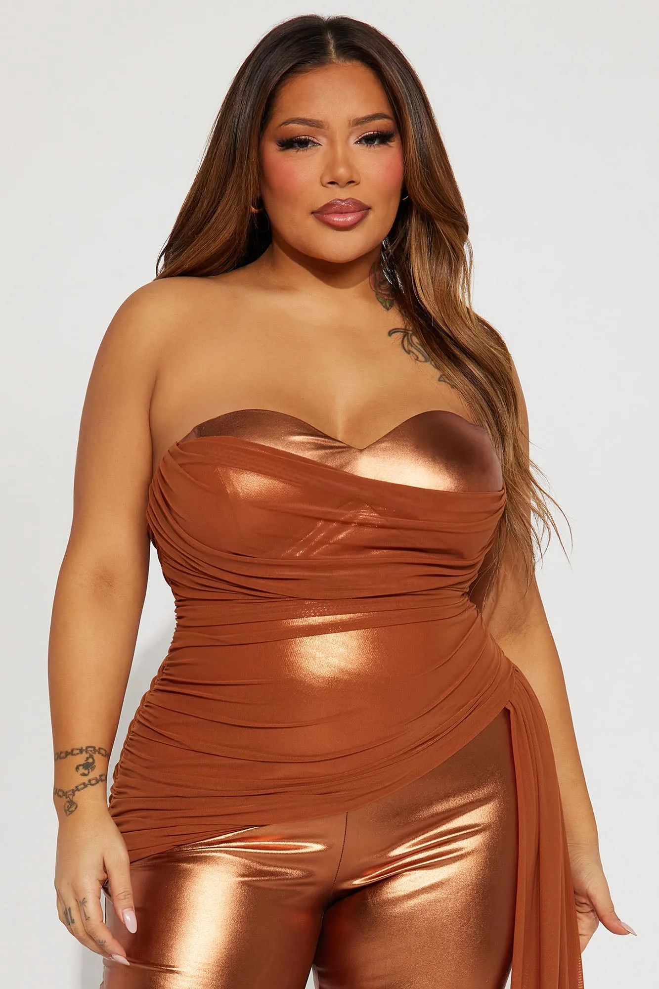 All For Attention Jumpsuit  - Bronze