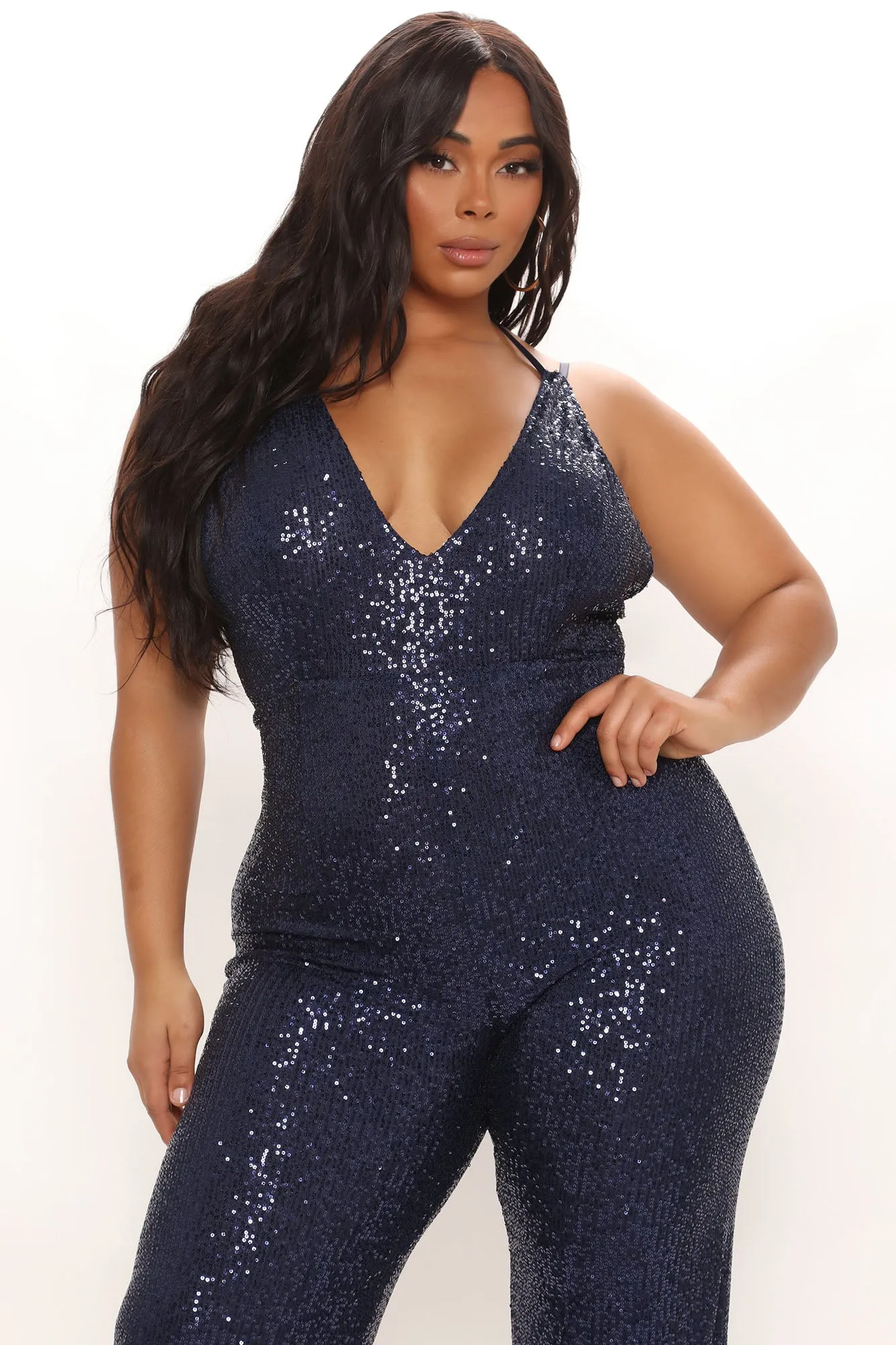 All That Shine Sequin Jumpsuit - Navy