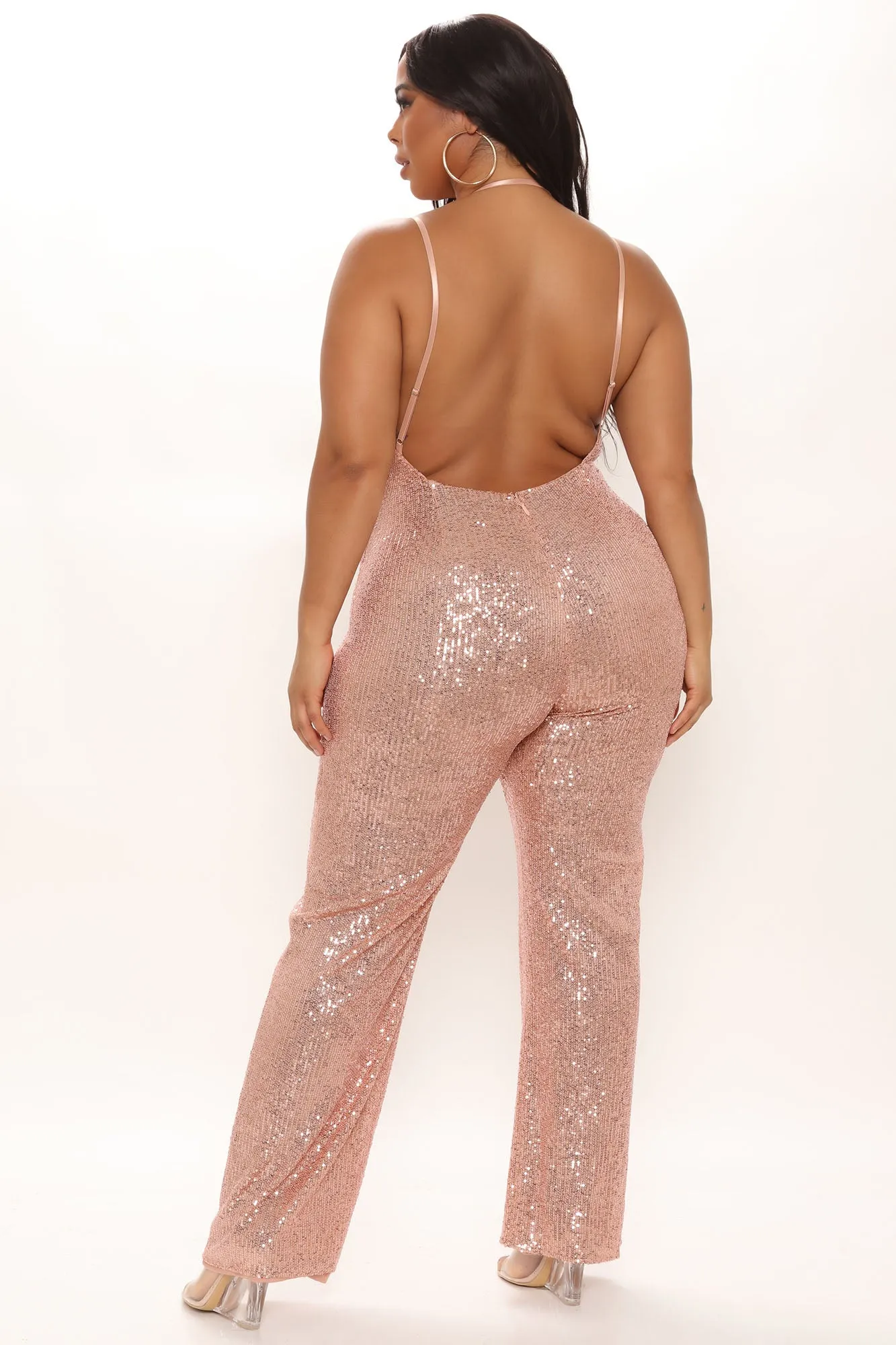 All That Shine Sequin Jumpsuit - Rose Gold