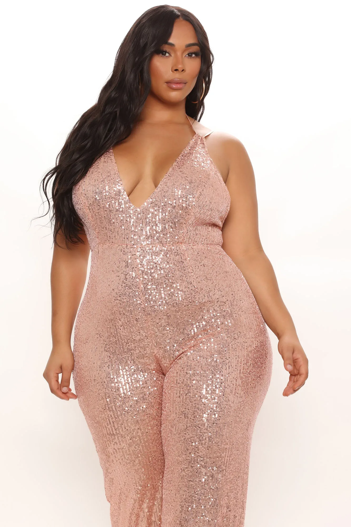 All That Shine Sequin Jumpsuit - Rose Gold