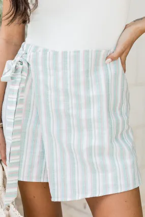 All The Drama Sage and Blush Striped Skort FINAL SALE