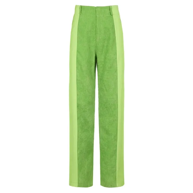 Amy Fashion - Elastic High Waist Corduroy Pants