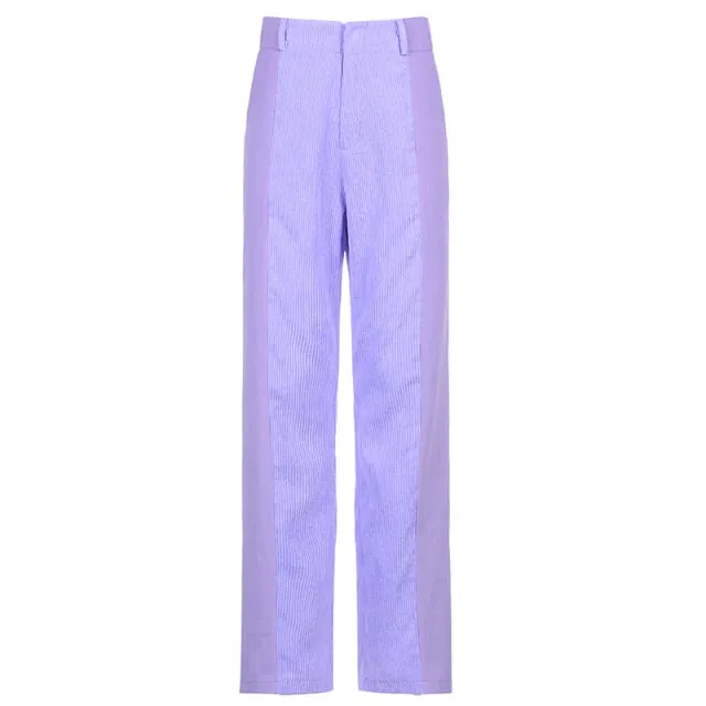 Amy Fashion - Elastic High Waist Corduroy Pants