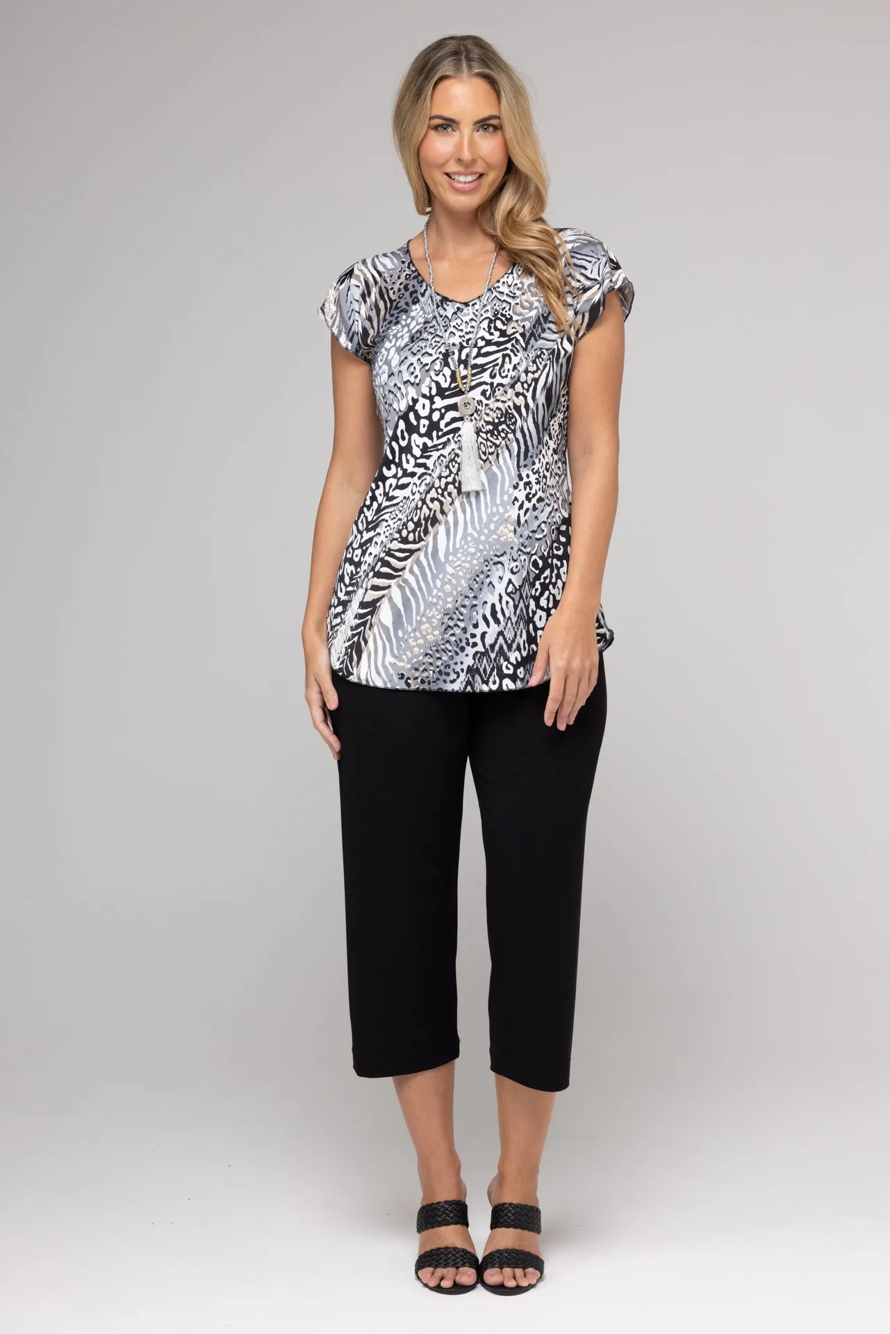 Animal Print Short Sleeve Jersey Top