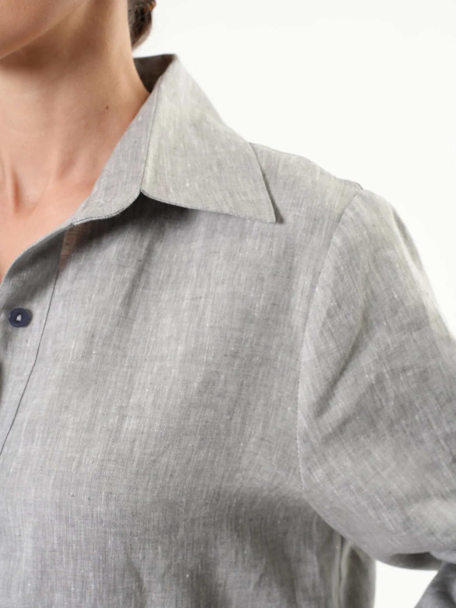 Asymmetric Linen Shirt In Gray