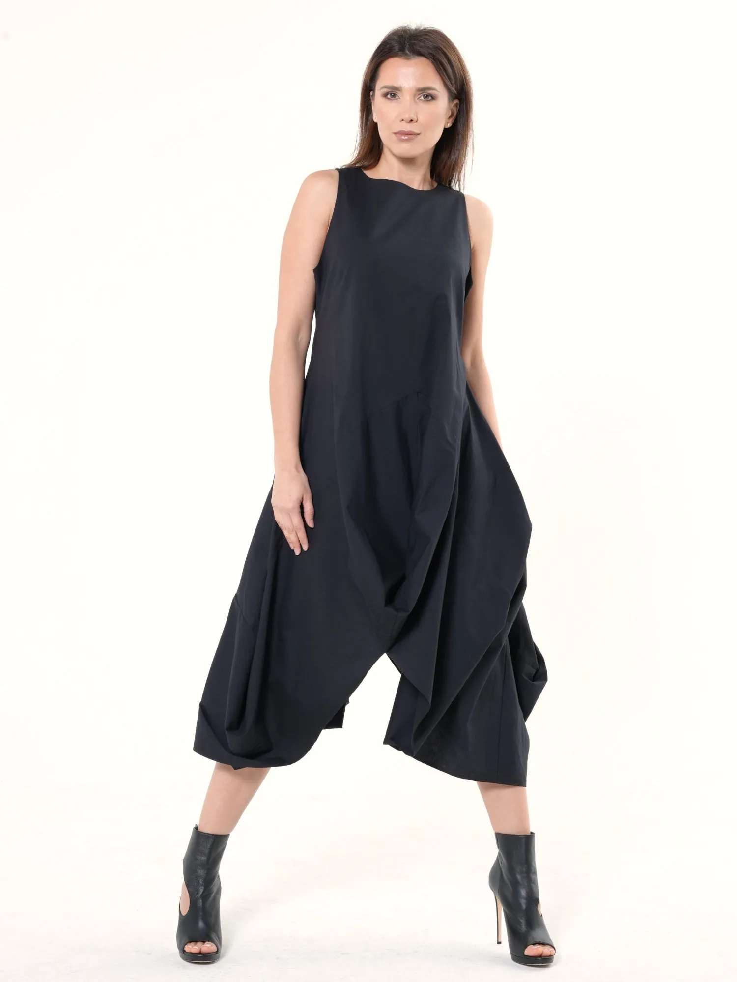 Asymmetric Sleeveless Black Dress