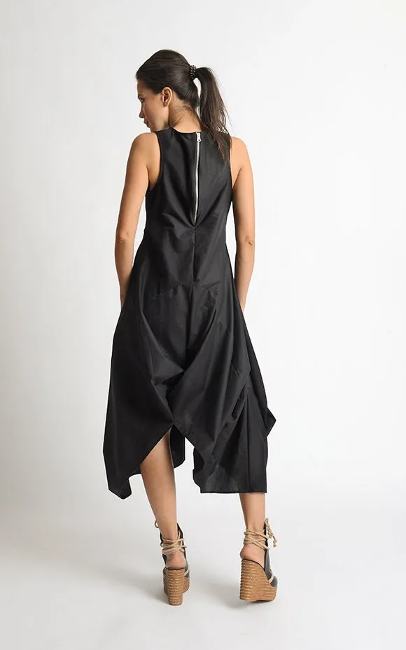 Asymmetric Sleeveless Black Dress