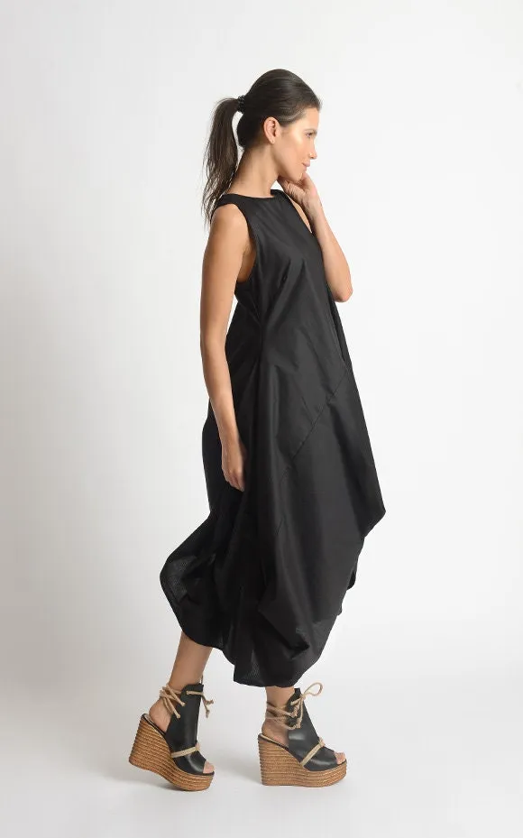 Asymmetric Sleeveless Black Dress