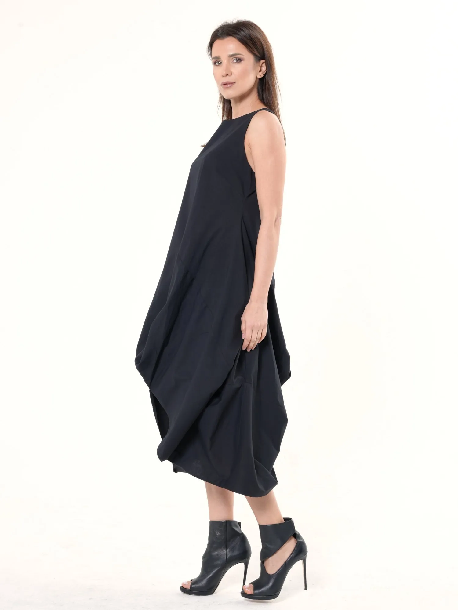 Asymmetric Sleeveless Black Dress