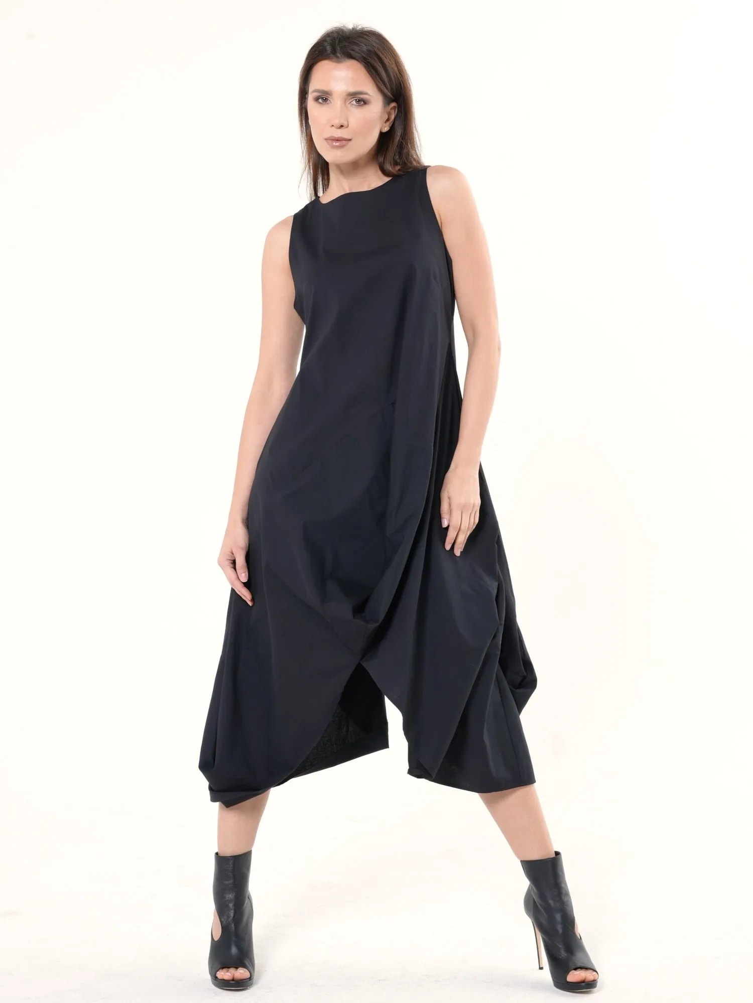 Asymmetric Sleeveless Black Dress