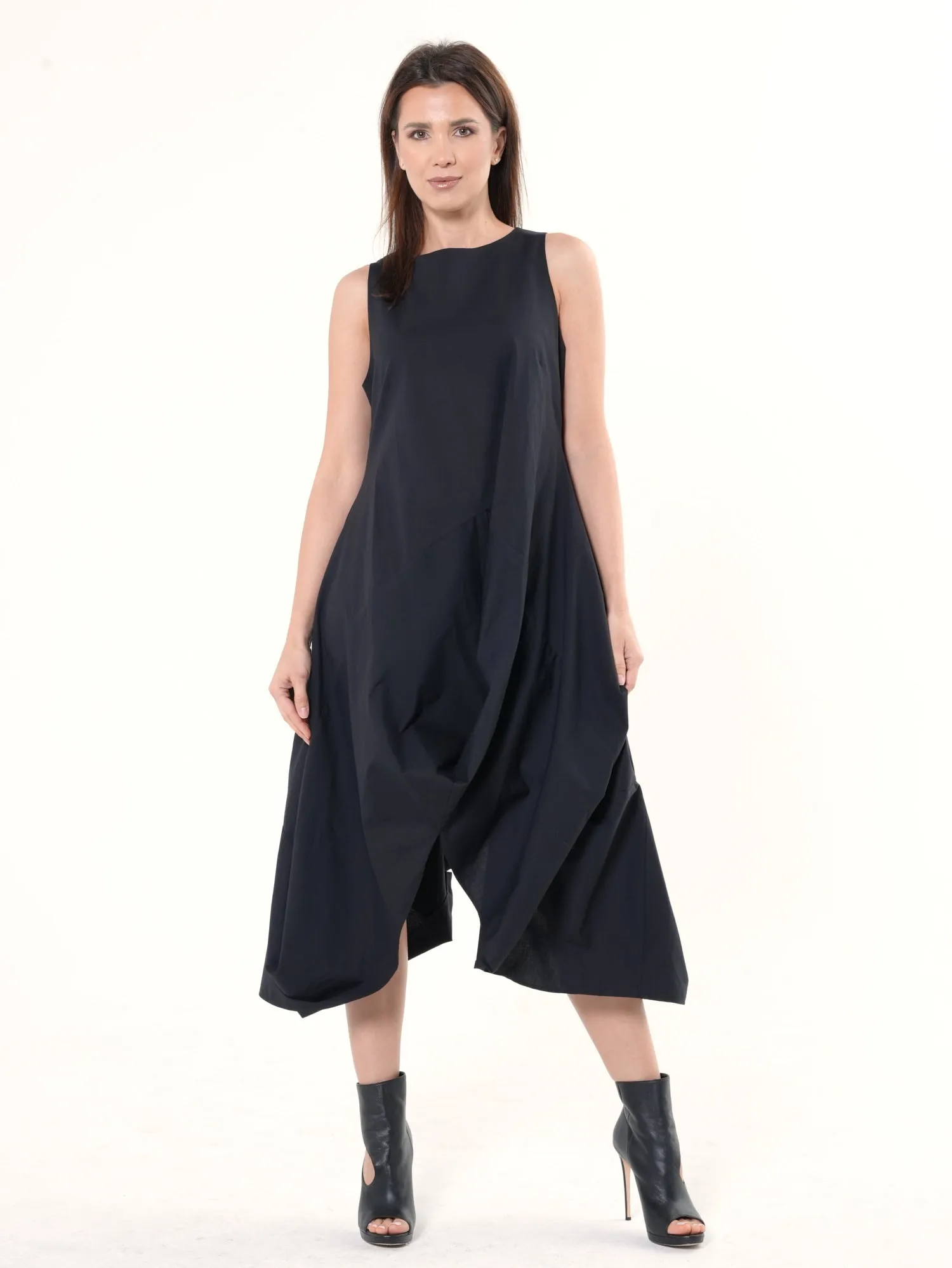 Asymmetric Sleeveless Black Dress