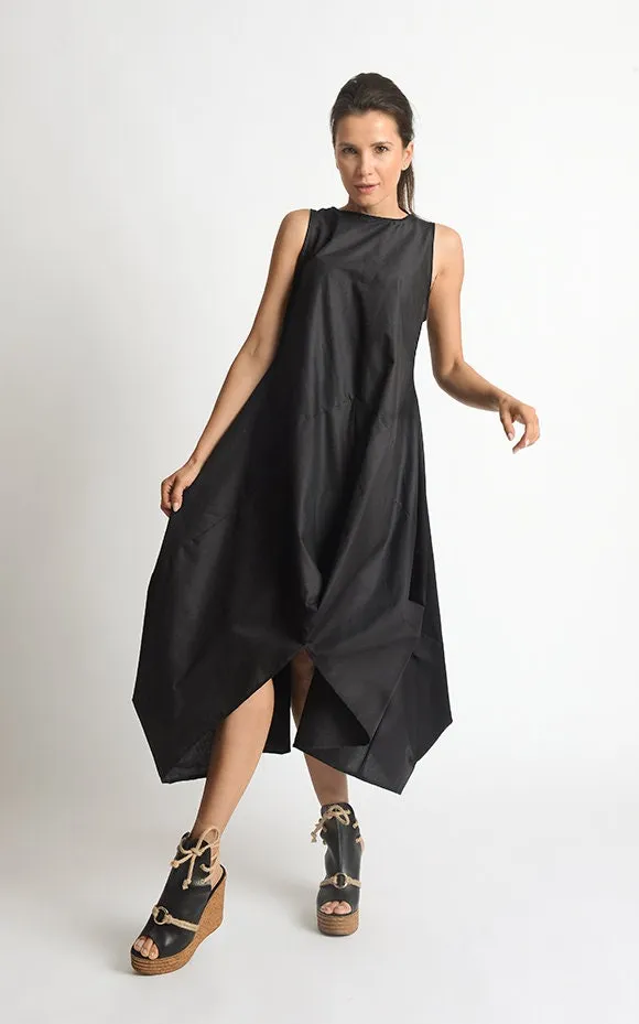 Asymmetric Sleeveless Black Dress