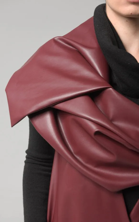 Avant Garde Eco-Leather Vest In Burgundy