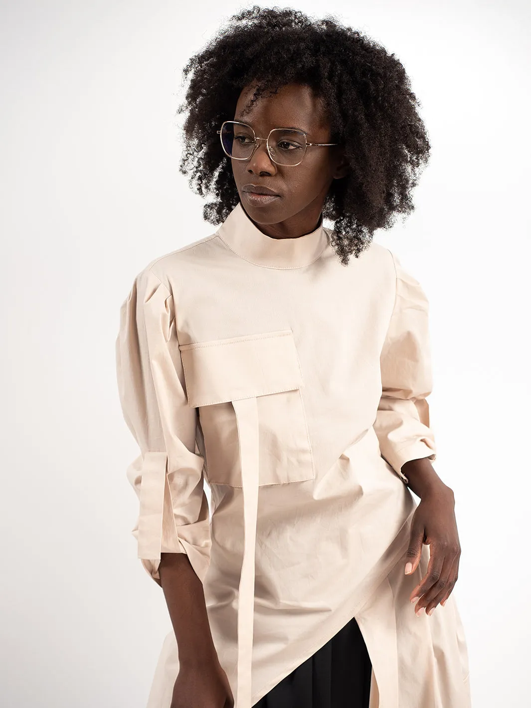 Avant Garde Tunic Shirt  With Pleats and Pockets