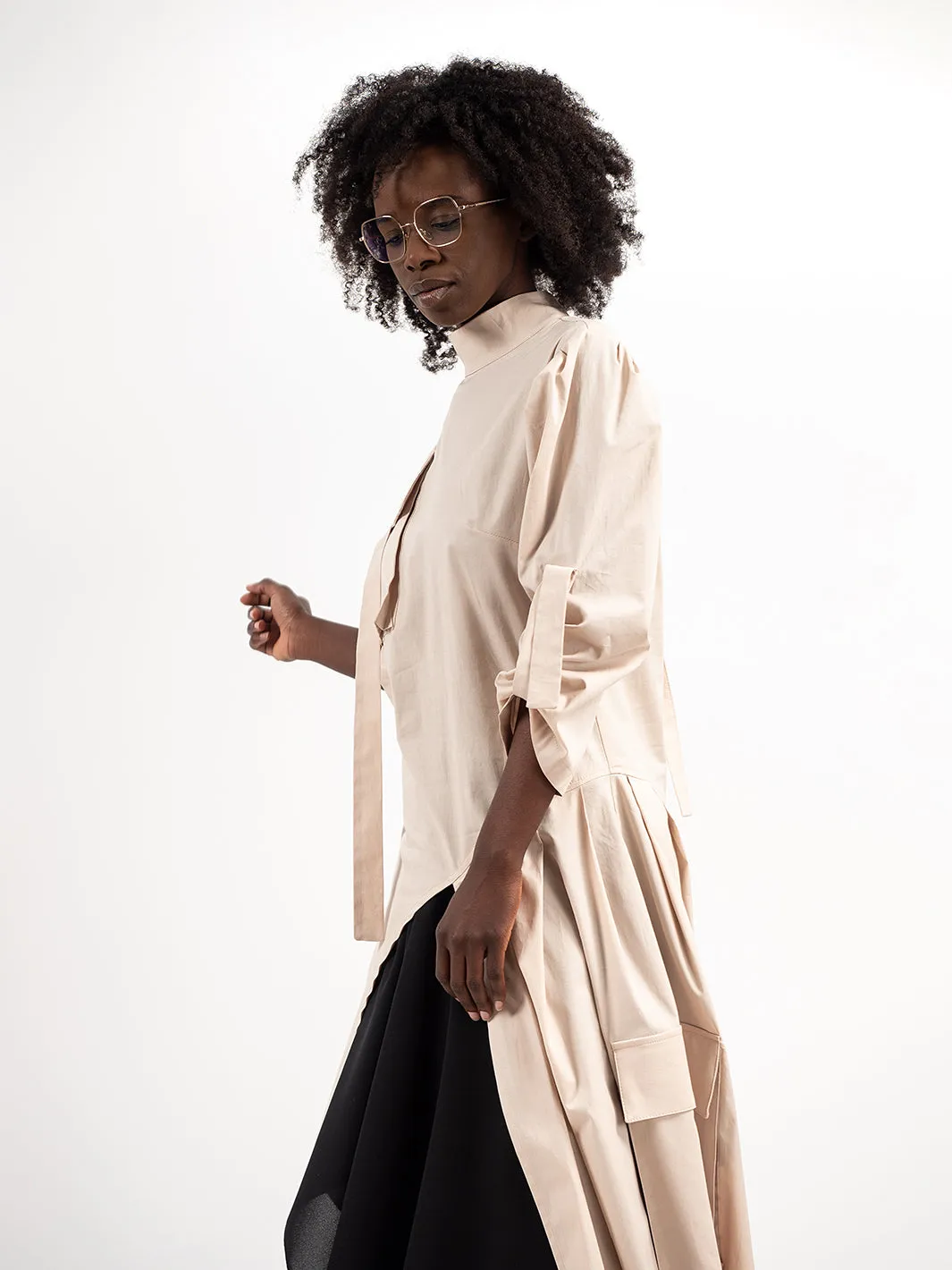 Avant Garde Tunic Shirt  With Pleats and Pockets