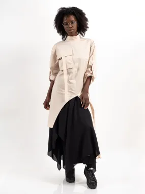 Avant Garde Tunic Shirt  With Pleats and Pockets