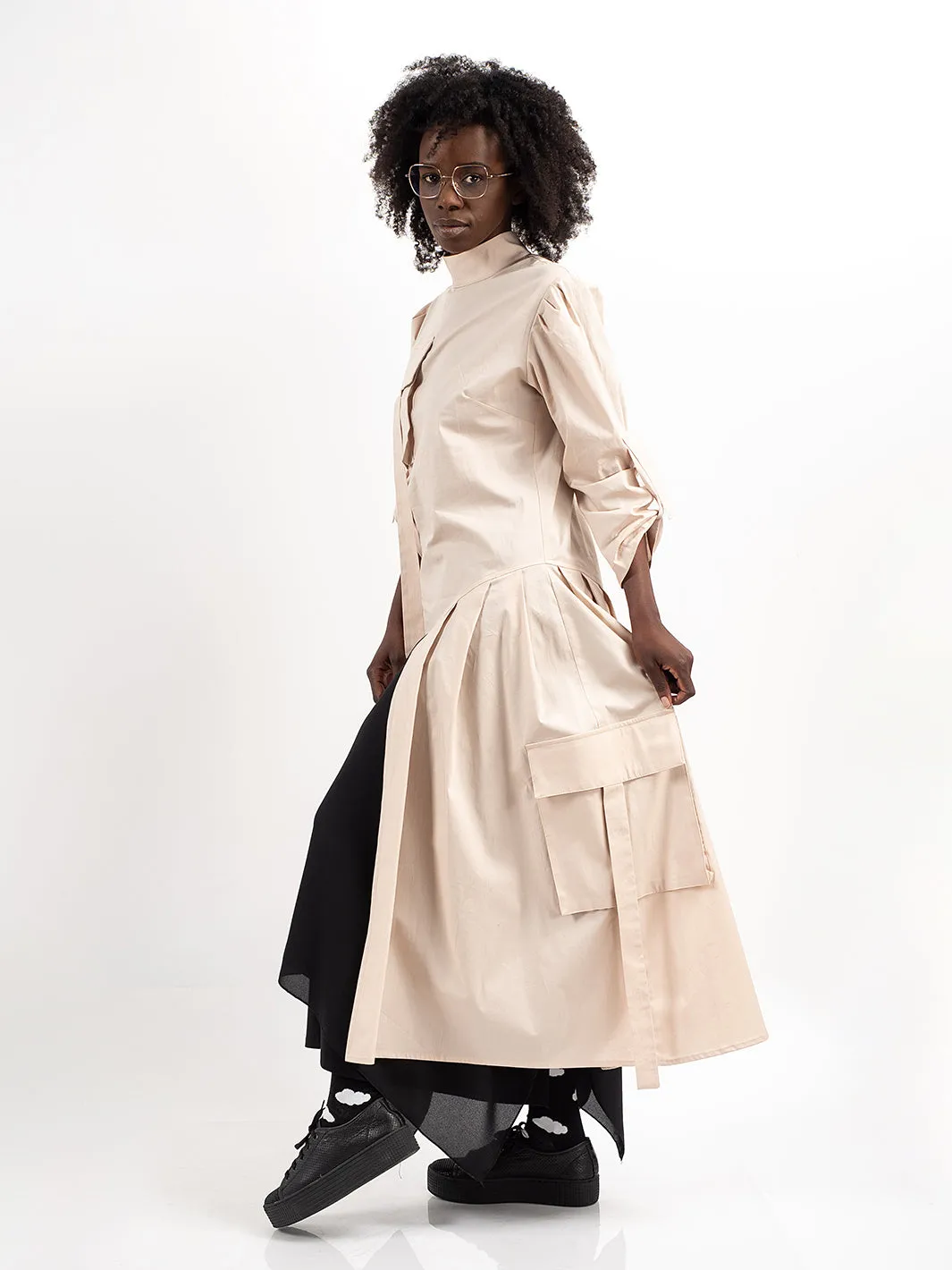 Avant Garde Tunic Shirt  With Pleats and Pockets