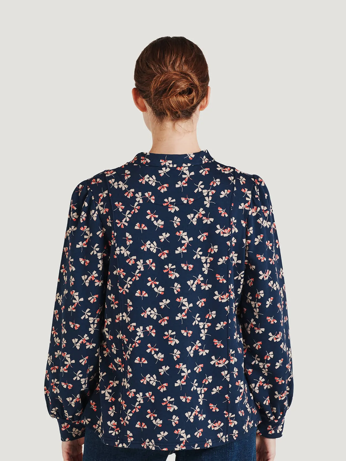 Aveline Organic Cotton Floral Sweatshirt - Navy