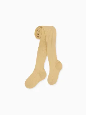 Banana Ribbed Kids Tights