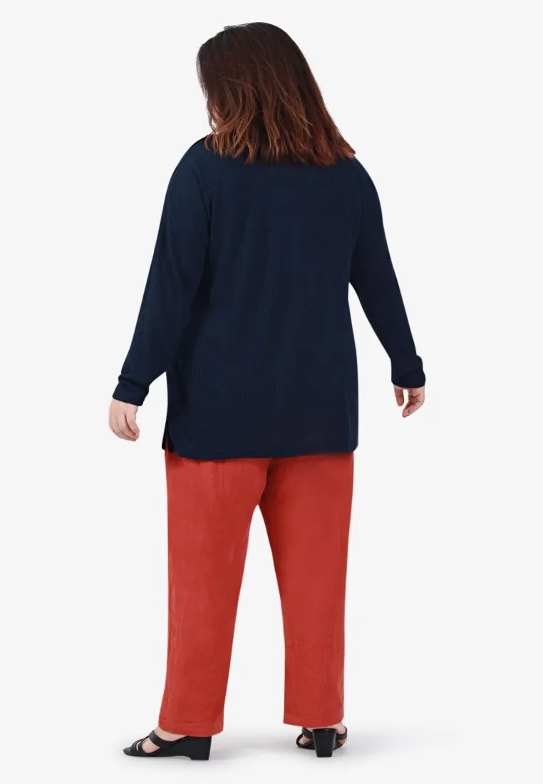 Baxter Knitted Button Vaccine-Friendly Top - Navy Blue