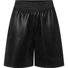 Beautiful Free leather shorts with elastic / 51152 - Black (Nero)