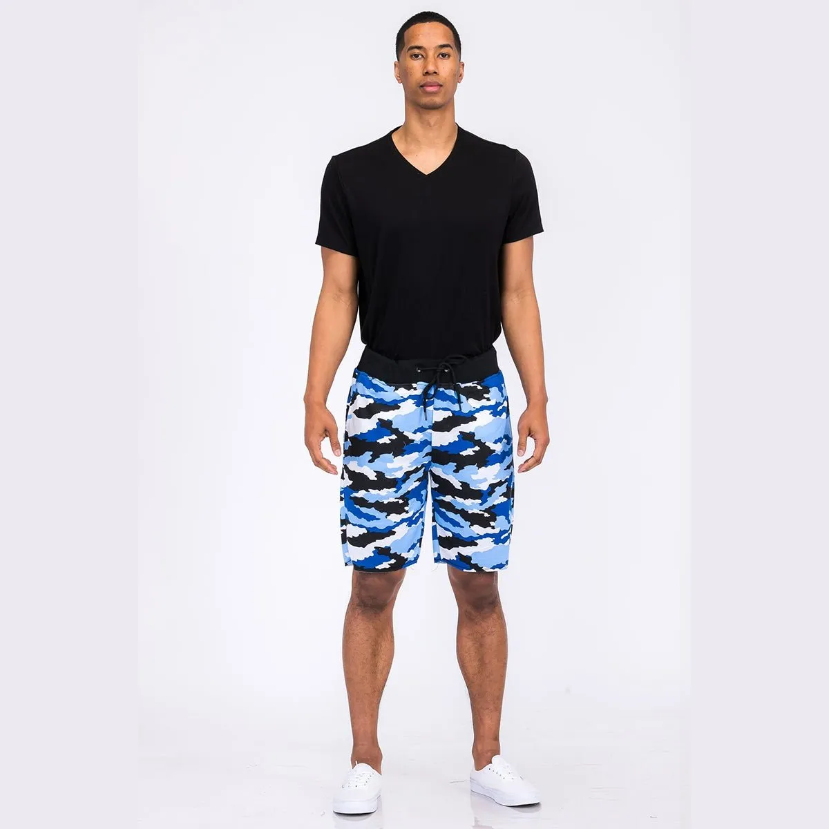 Blue Camo Raw Cut City Sweat Short