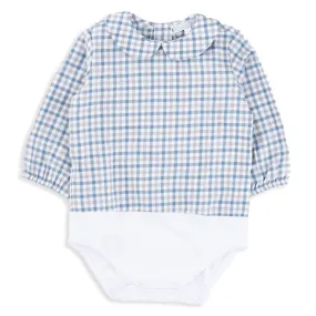 Bodycam Lui Baby Bodysuit in Blue Grey Check