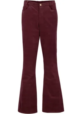 Bpc Bonprix Collection Stretch Corduroy Flare Pants with Comfortable High Waist Belt ,  red