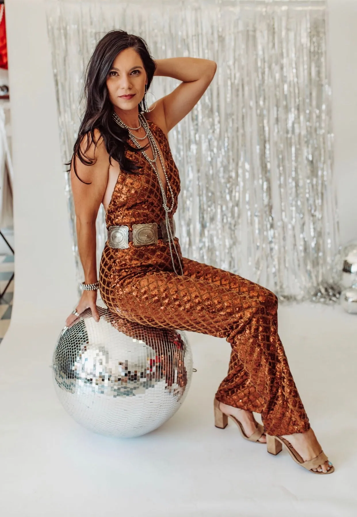 Bronze goddess jumpsuit