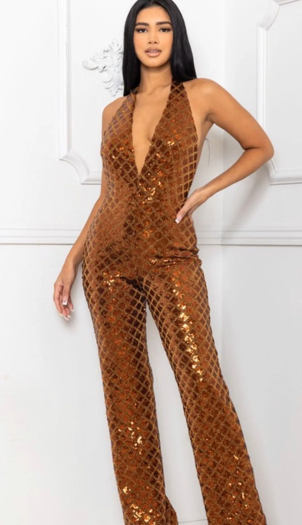 Bronze goddess jumpsuit