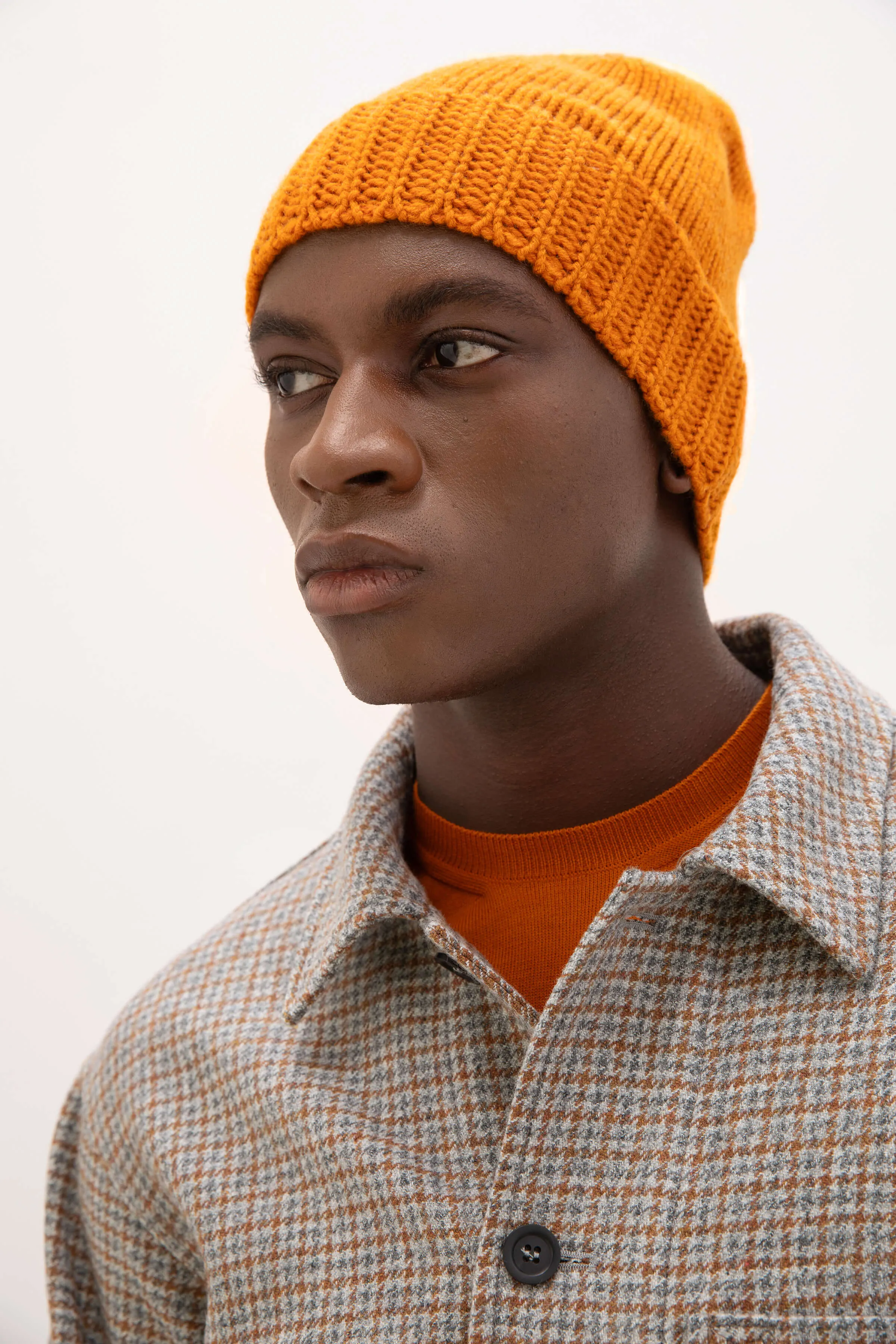 Burnt Orange Cashmere Jersey Cuff Beanie