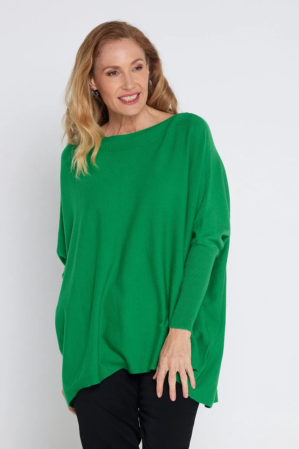 Button Back Knit Jumper - Emerald