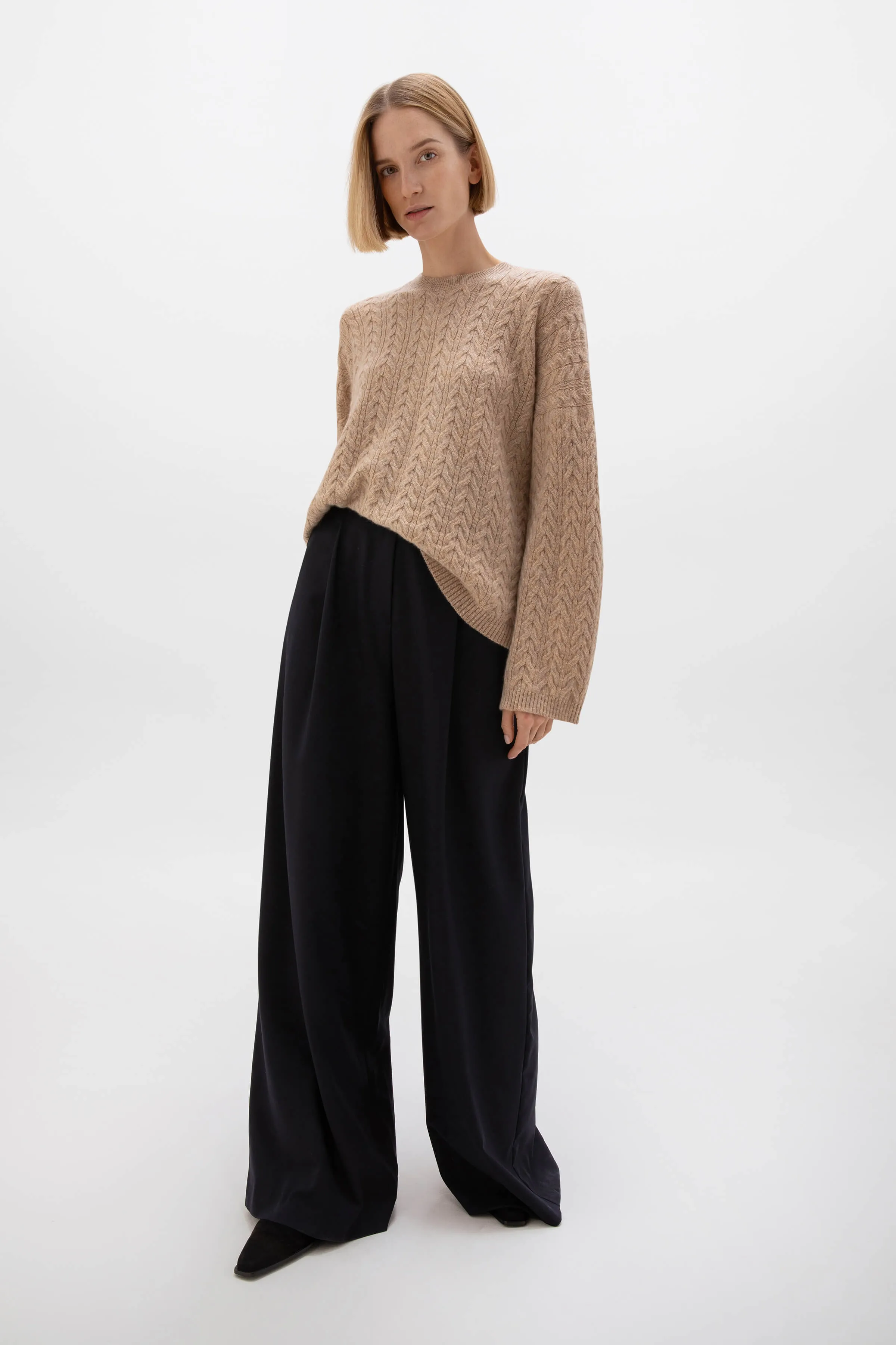 Cable Knit Slouchy Cashmere Jumper