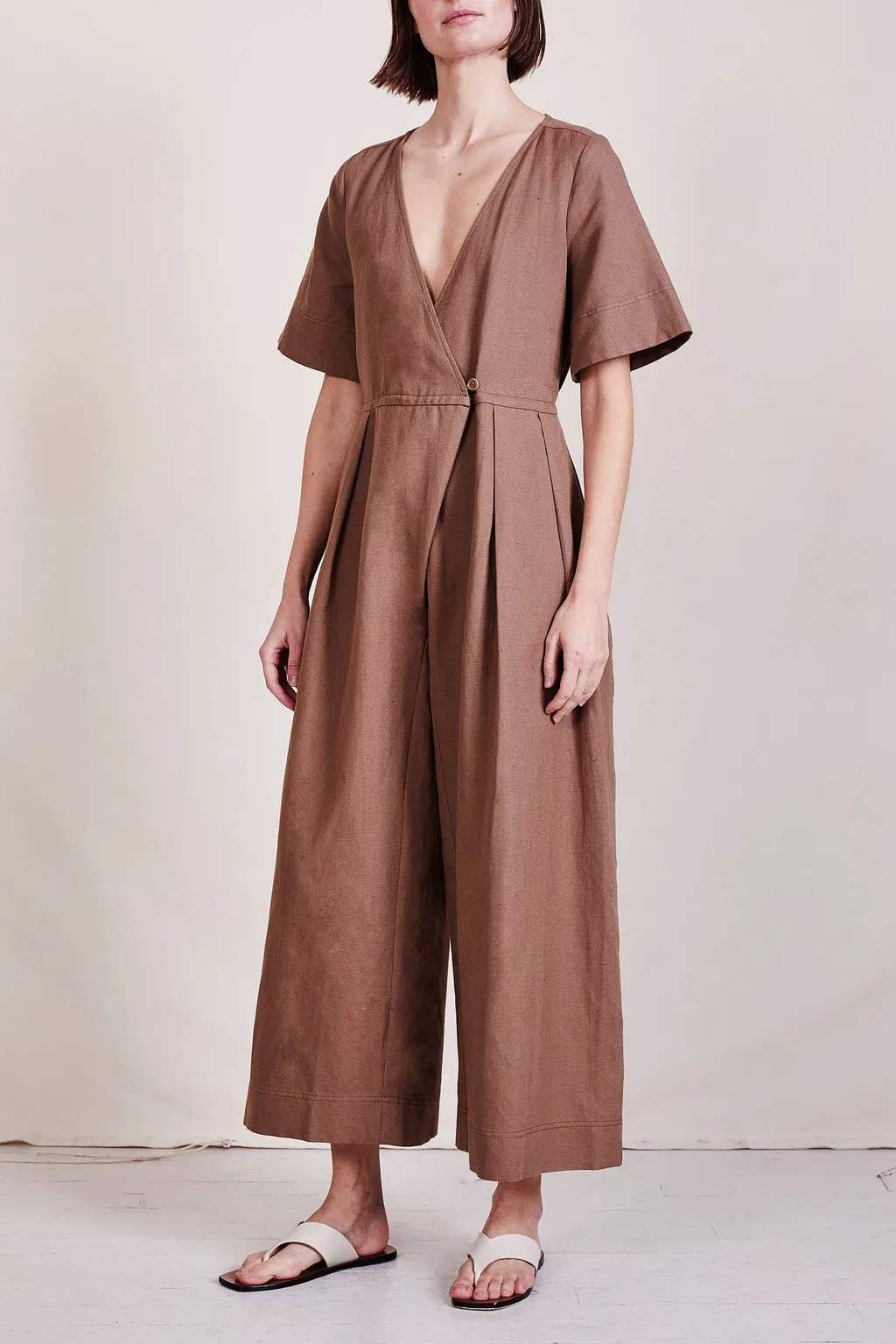 Camel Tambor Wrap Jumpsuit