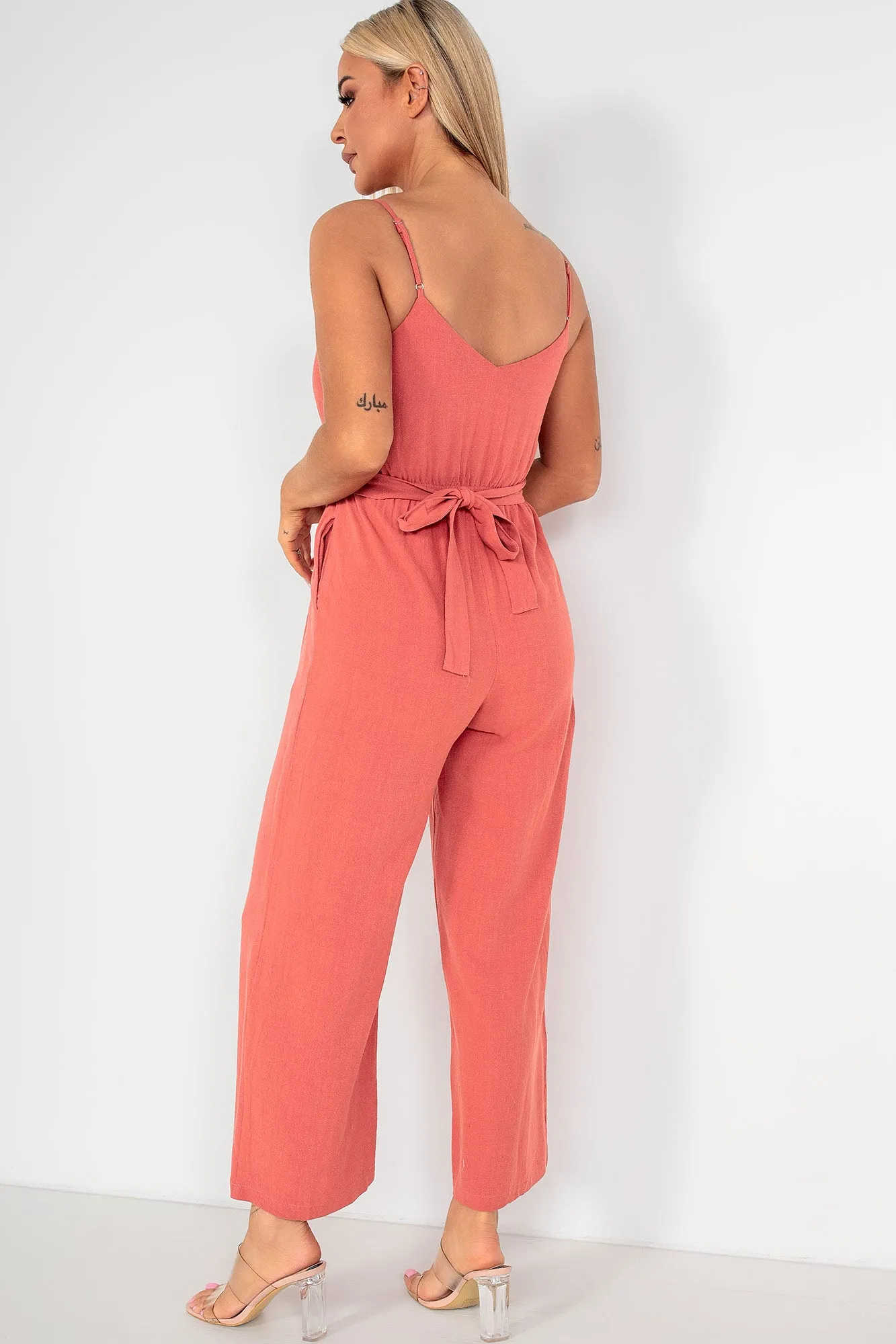 Cathy Rust Linen Jumpsuit